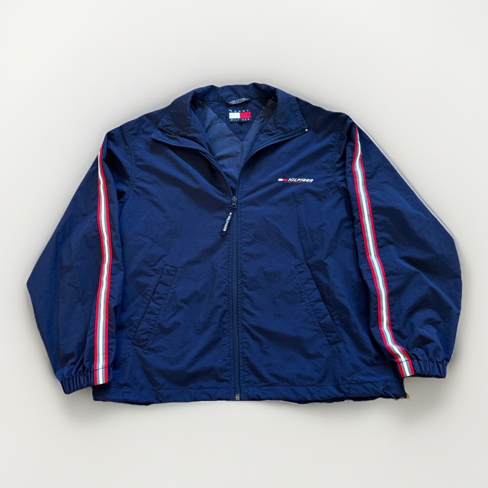 Vintage Tommy Hilfiger Athletics Jacket Mens S Track Windbreaker Y2K ‎ Blue